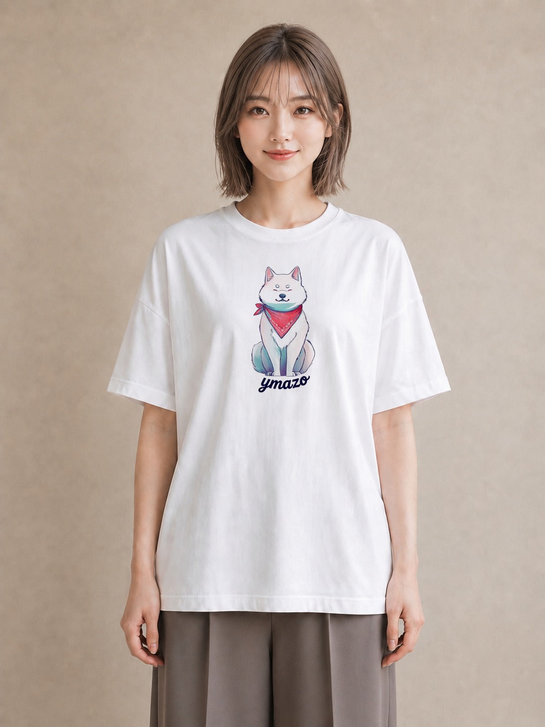 Tシャツ レディース わんこ 犬 いぬ イラスト ゆるコーデ 社会人 女性 白T