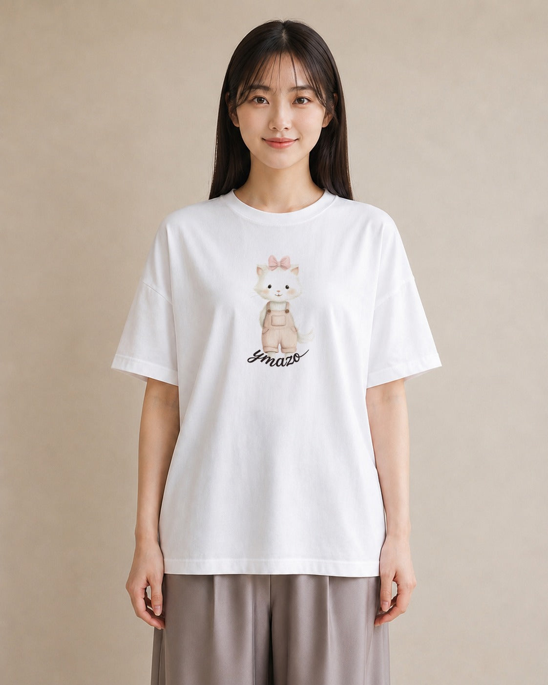 半袖Tシャツ レディース 猫好き 猫 ねこ イラスト ユニーク 旅行用 海 白T