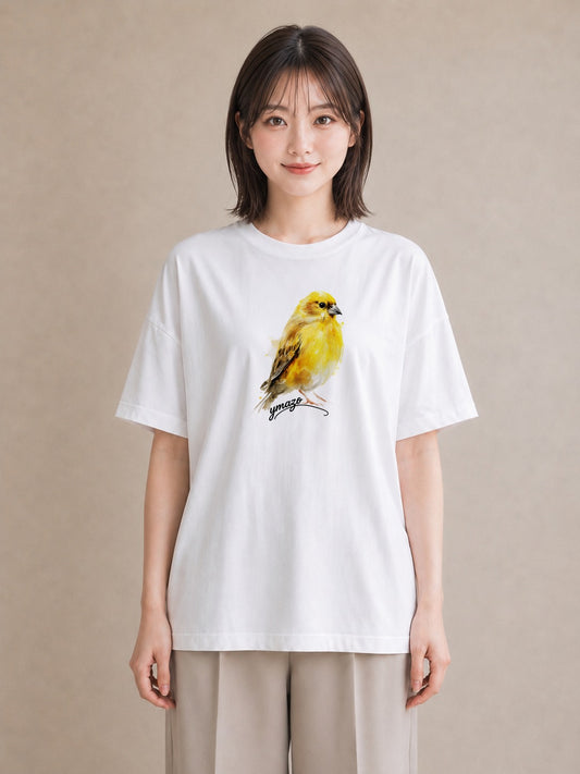 半袖Tシャツ レディース シマエナガ しまえなが 動物 アニマル イラスト カジュアル 通勤 在宅 白T