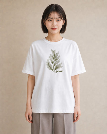 プリントTシャツ レディース シダ 植物 ボタニカル イラスト ラフ 母の日 ビーチ 白T