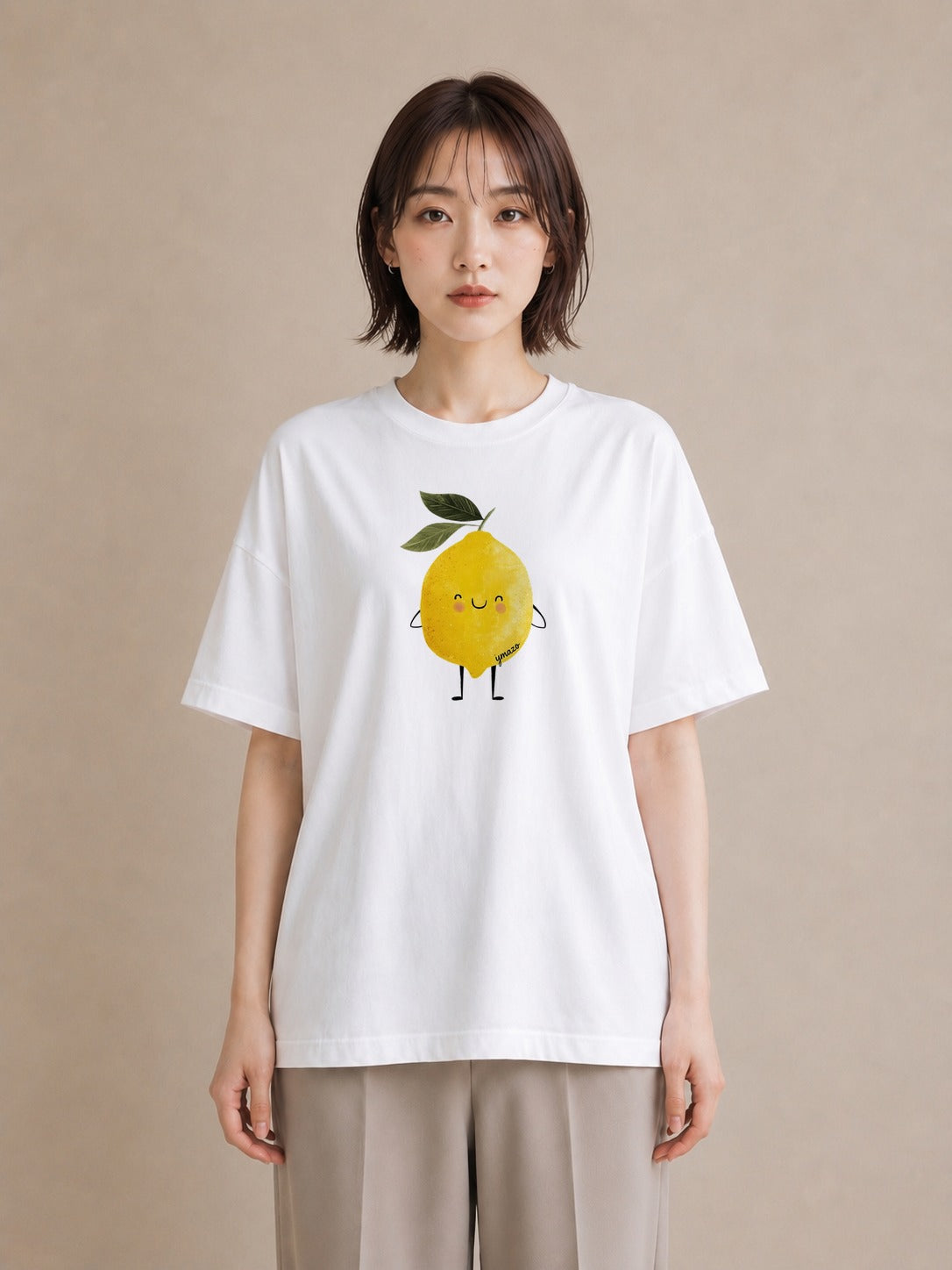半袖Tシャツ レディース レモン 檸檬 食べ物 フード イラスト お洒落 誕生日プレゼント 綿100 白T