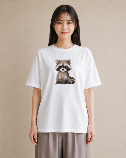 プリントTシャツ レディース レッサーパンダ 動物 アニマル イラスト 水彩風 買い物 夏コーデ 白T