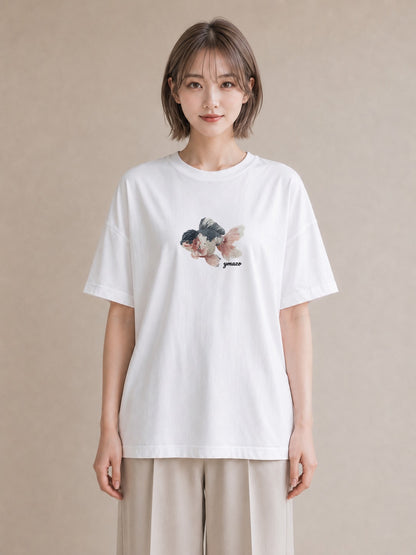 デザインTシャツ レディース らんちゅう ペット 動物 イラスト ガーリー ホワイトデー 春服 白T
