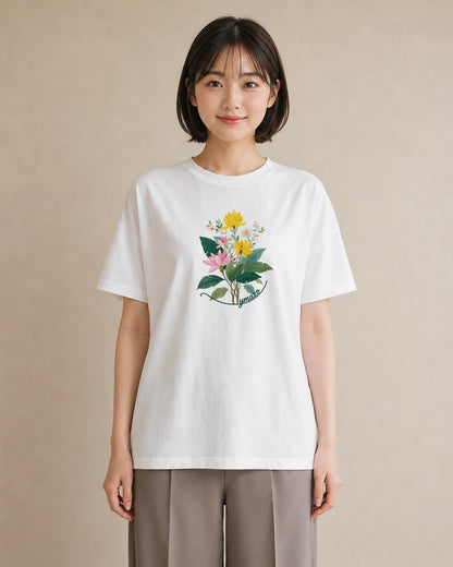 デザインTシャツ レディース 花 花柄 イラスト 上品 母娘コーデ 自分用 白T