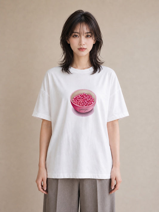デザインTシャツ レディース パールピアス アクセサリー ナチュラル アンティーク イラスト 水彩風 デイリーウェア 休日 白T