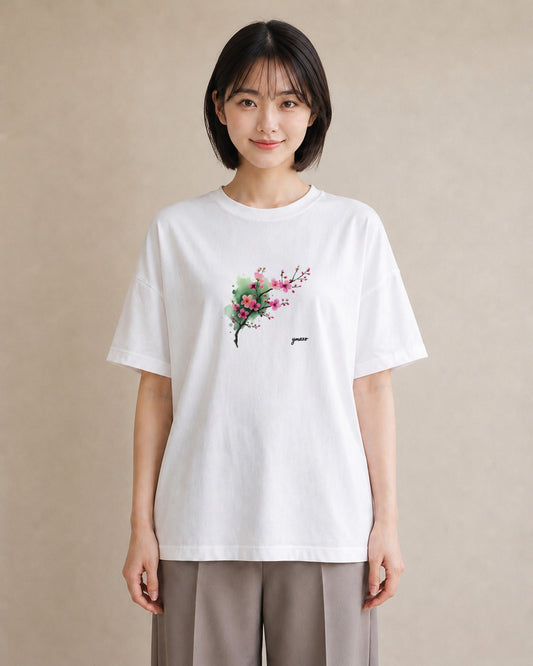 プリントTシャツ レディース さくら 桜 サクラ 花 花柄 イラスト 可愛い レイヤード 友達ギフト 白T