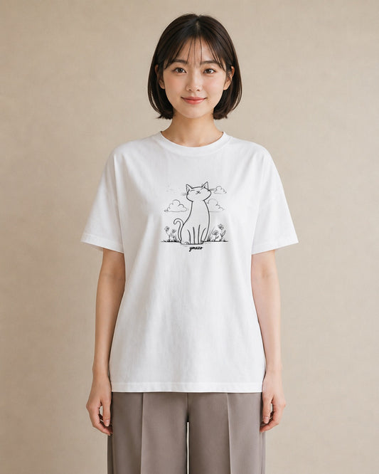 プリントTシャツ レディース 猫 ねこ ネコ イラスト モード 女性 旅行用 白T