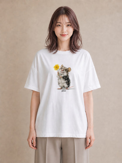 プリントTシャツ レディース ゴールデンハムスター ペット 動物 イラスト きれいめ 敬老の日 ホワイトデー 白T