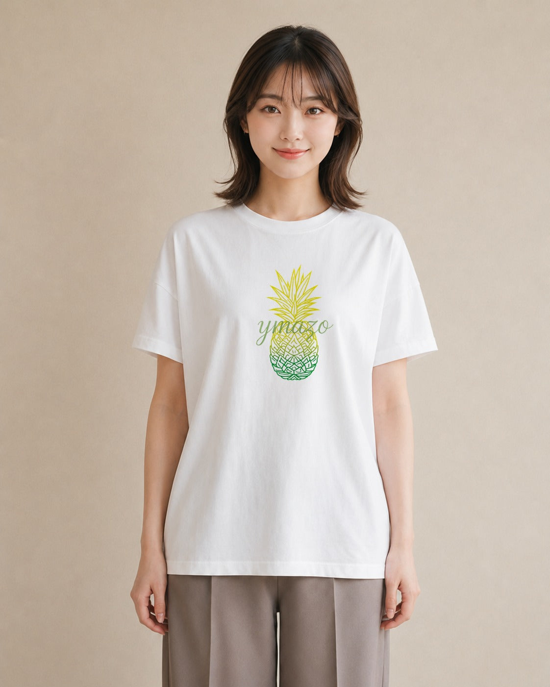Tシャツ レディース パイナップル 食べ物 フード イラスト シック 送別ギフト 通勤 白T