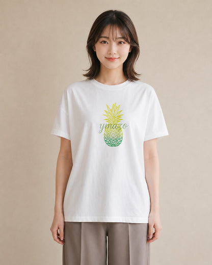 Tシャツ レディース パイナップル 食べ物 フード イラスト シック 送別ギフト 通勤 白T