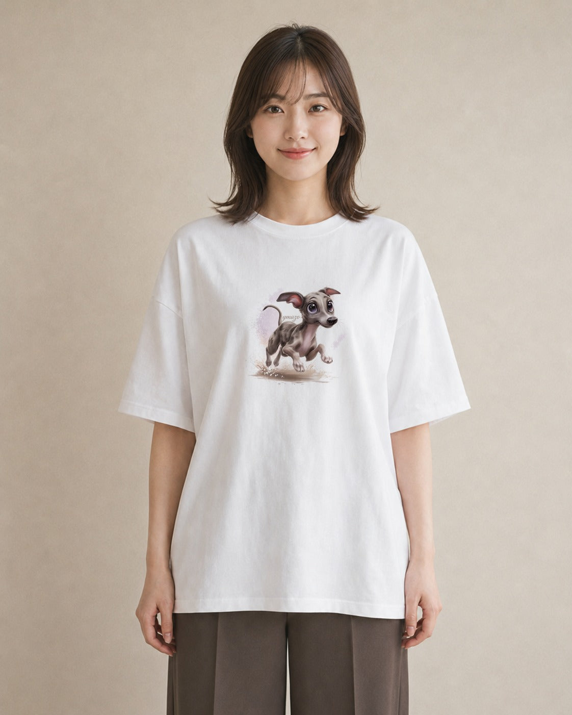デザインTシャツ レディース イタリアングレーハウンド 犬 いぬ イラスト 手描き風 母娘コーデ 自分用 白T