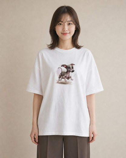 デザインTシャツ レディース イタリアングレーハウンド 犬 いぬ イラスト 手描き風 母娘コーデ 自分用 白T