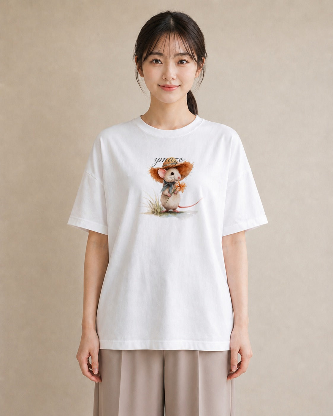デザインTシャツ レディース デグー ペット 動物 イラスト 淡色 休日 ペアコーデ 白T