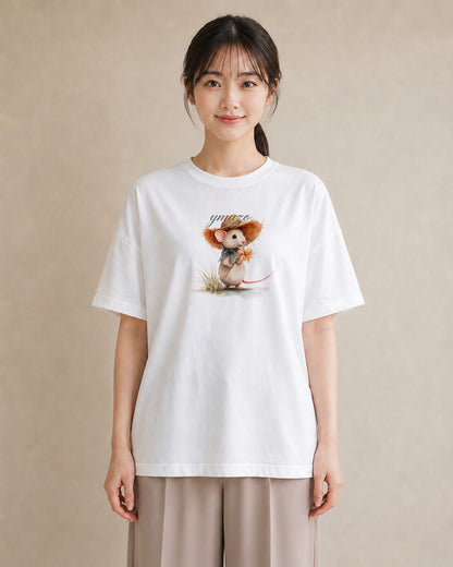 デザインTシャツ レディース デグー ペット 動物 イラスト 淡色 休日 ペアコーデ 白T