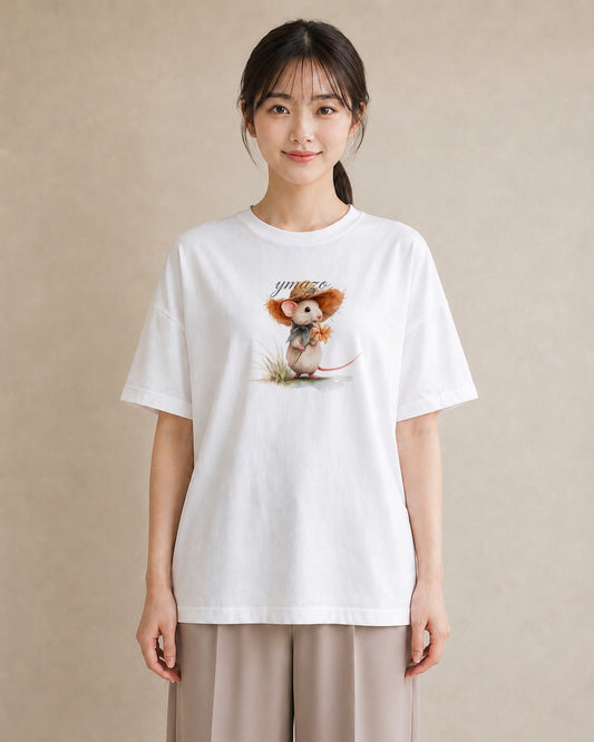 デザインTシャツ レディース デグー ペット 動物 イラスト 淡色 休日 ペアコーデ 白T