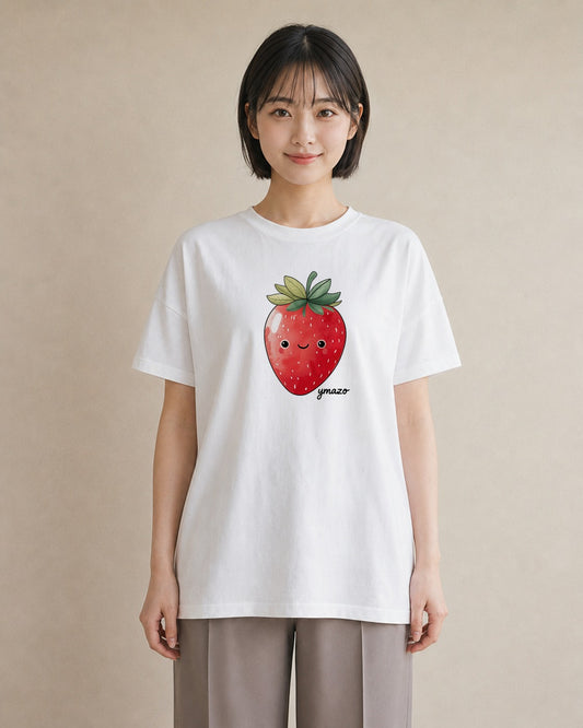 グラフィックTシャツ レディース いちご 苺 ストロベリー 食べ物 フード イラスト ポップ 春コーデ 姉妹 白T