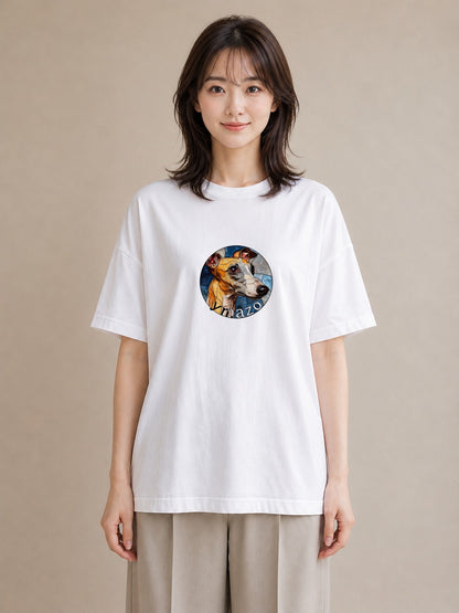 グラフィックTシャツ レディース イタリアングレーハウンド 犬 いぬ イラスト 線画 社会人 女性 白T