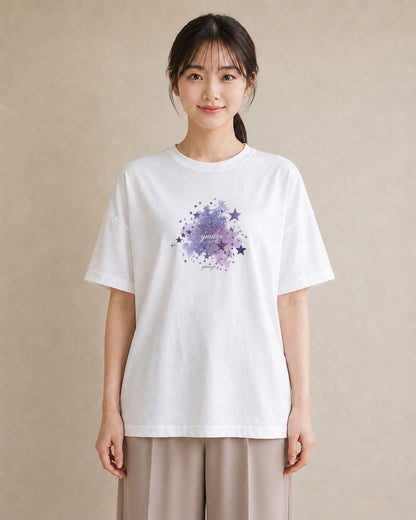 Tシャツ レディース 双子座 星空 宇宙 イラスト ラフ ミセス 春コーデ 白T