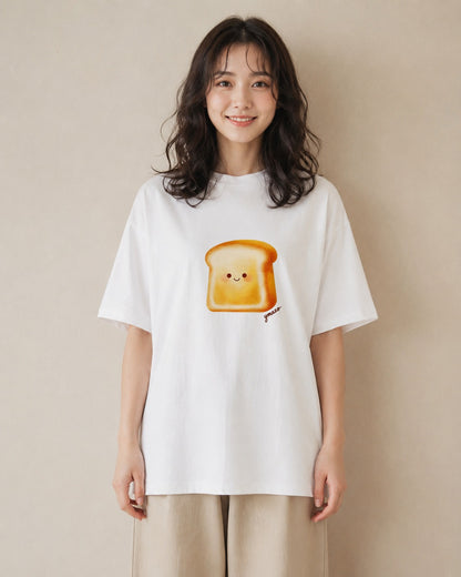 デザインTシャツ レディース パン 食べ物 フード イラスト カジュアル 春服 ミセス 白T
