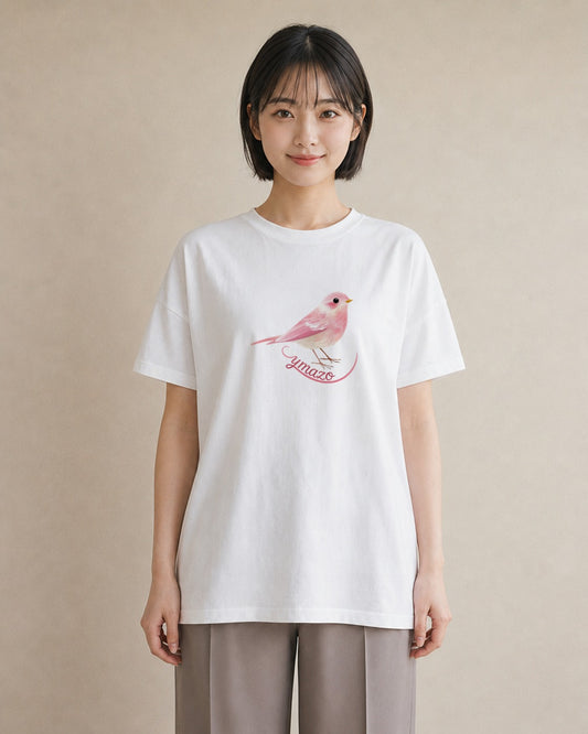 Tシャツ レディース 白文鳥 ペット 動物 イラスト ラフ ミセス 春コーデ 白T