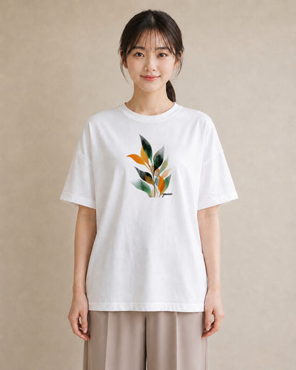 半袖Tシャツ レディース ボタニカル 植物 イラスト カジュアル 旅行 母娘コーデ 白T