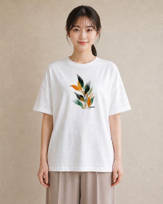 半袖Tシャツ レディース ボタニカル 植物 イラスト カジュアル 旅行 母娘コーデ 白T