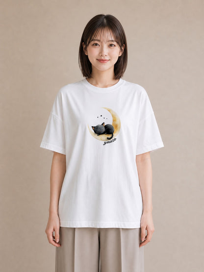 プリントTシャツ レディース 三日月 星空 宇宙 イラスト 旅行コーデ クリスマス 旅行 白T