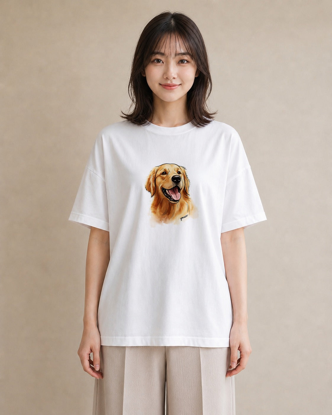 Tシャツ レディース ゴールデンレトリバー ゴールデン 犬 いぬ イラスト ユニーク 姉妹 送別ギフト 白T