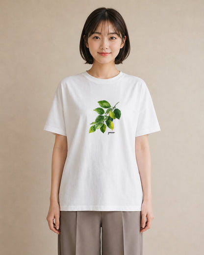 プリントTシャツ レディース 葉っぱ 植物 ボタニカル イラスト シック 旅行用 海 白T