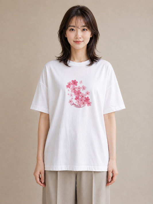 グラフィックTシャツ レディース さくら 桜 サクラ 花 花柄 イラスト 旅行コーデ デイリーウェア 休日 白T