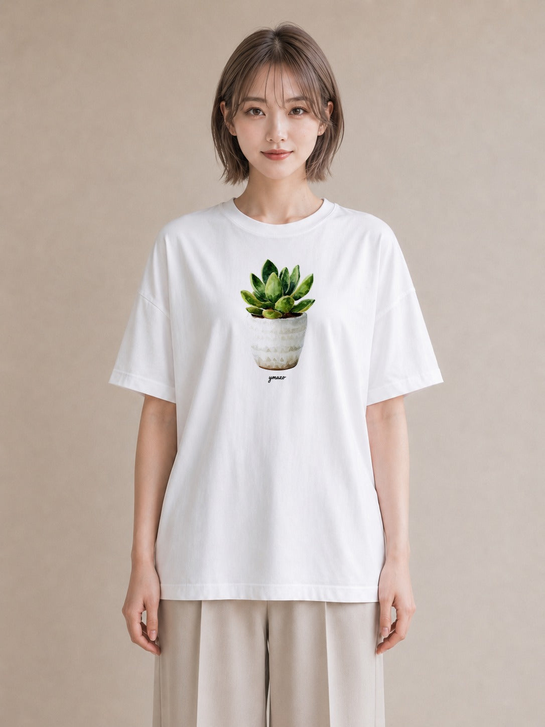 デザインTシャツ レディース 多肉植物 植物 ボタニカル イラスト 水彩風 秋コーデ おしゃれギフト 白T