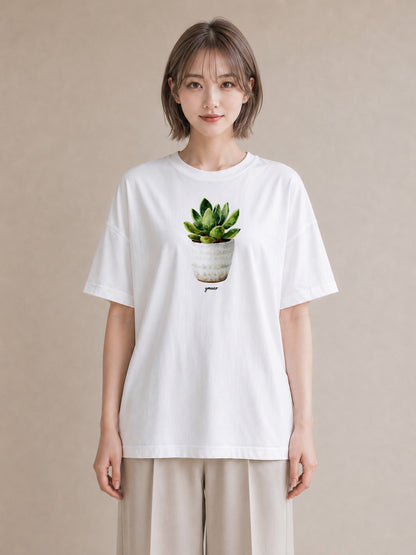 デザインTシャツ レディース 多肉植物 植物 ボタニカル イラスト 水彩風 秋コーデ おしゃれギフト 白T