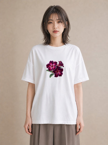 半袖Tシャツ レディース カーネーション 花 花柄 イラスト ラフカジュアル ペアコーデ 秋コーデ 白T