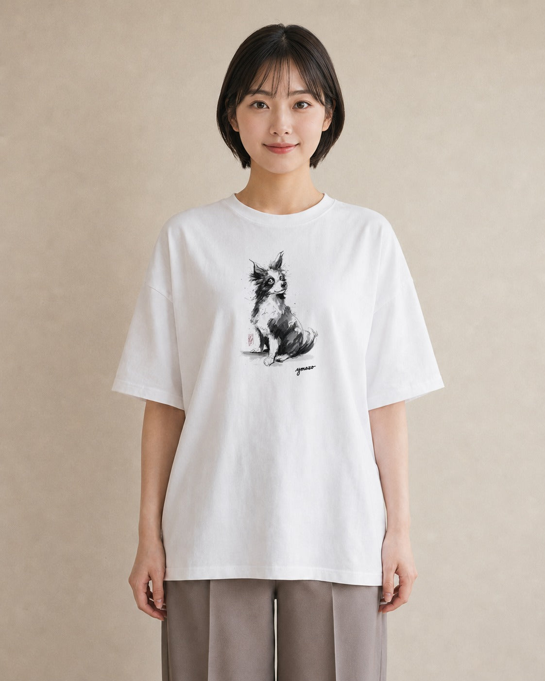 デザインTシャツ レディース 犬 いぬ イラスト 韓国風 通学 誕生日プレゼント 白T