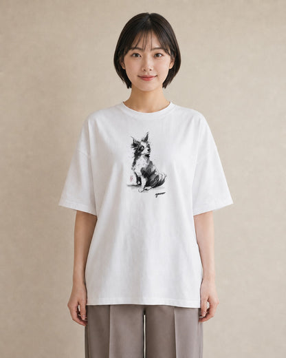 デザインTシャツ レディース 犬 いぬ イラスト 韓国風 通学 誕生日プレゼント 白T