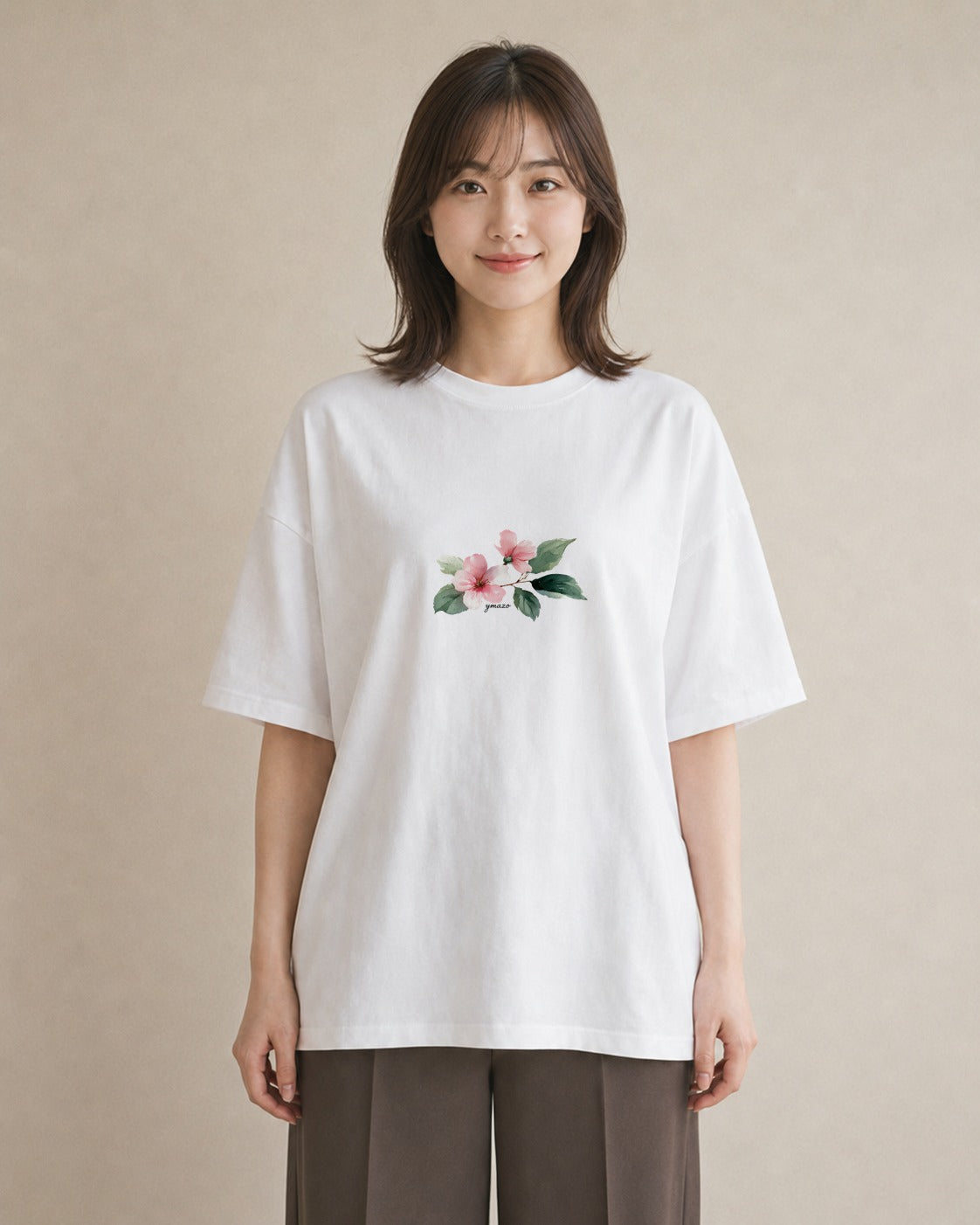 デザインTシャツ レディース 花 花柄 イラスト 春コーデ 姉妹 白T