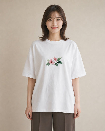 デザインTシャツ レディース 花 花柄 イラスト 春コーデ 姉妹 白T