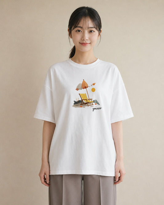 Tシャツ レディース 海 リゾート 夏 イラスト ラフカジュアル お出かけ 普段着 白T