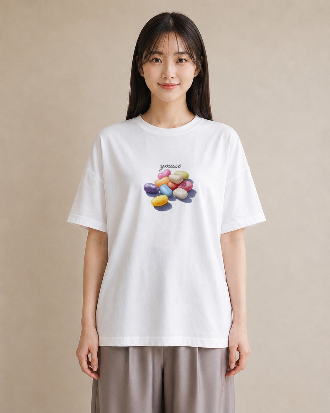 デザインTシャツ レディース キャンディ 食べ物 フード イラスト 手描き風 母娘コーデ 自分用 白T