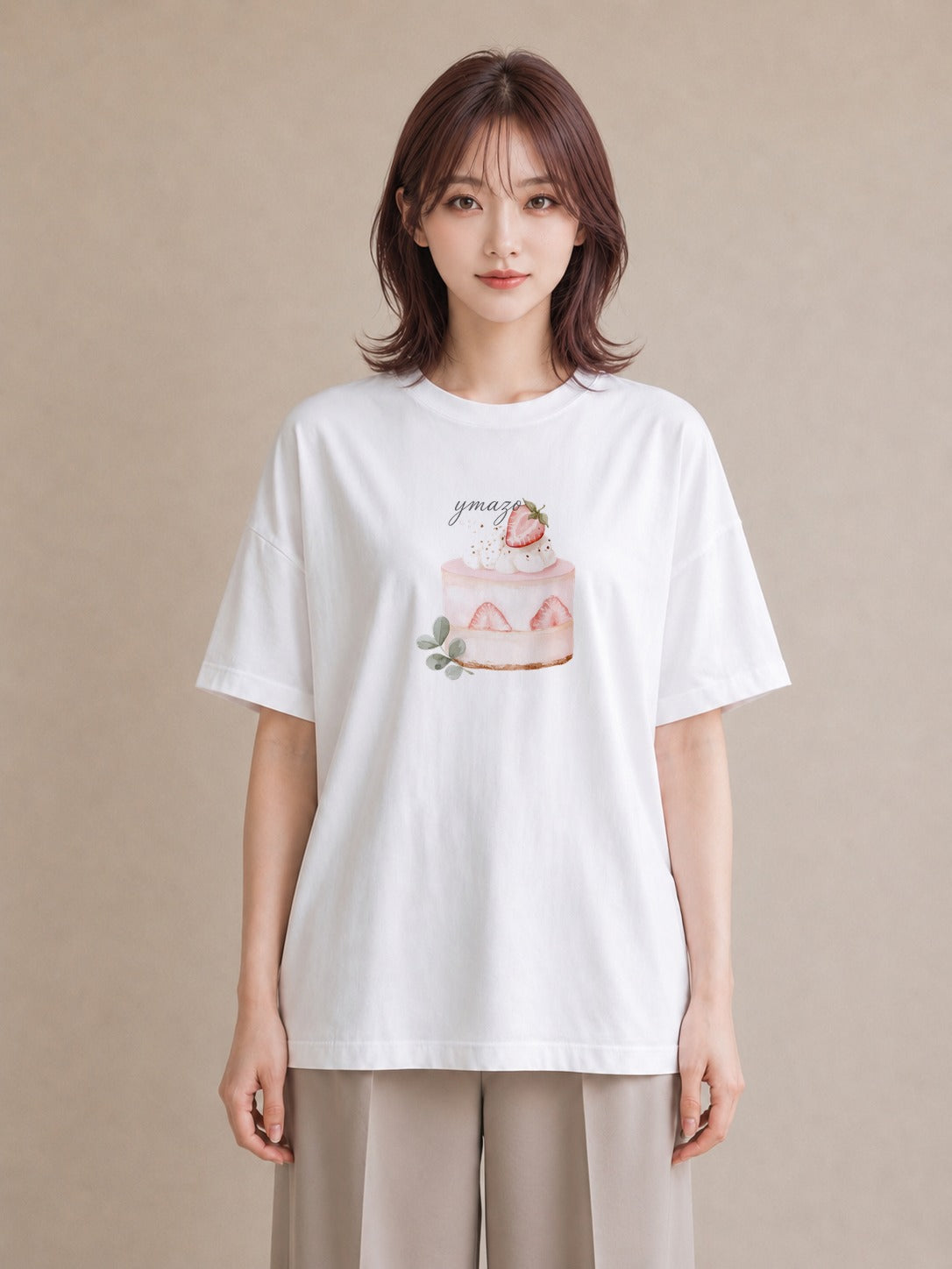 プリントTシャツ レディース あんみつ 食べ物 フード イラスト ナチュラル 買い物 夏コーデ 白T