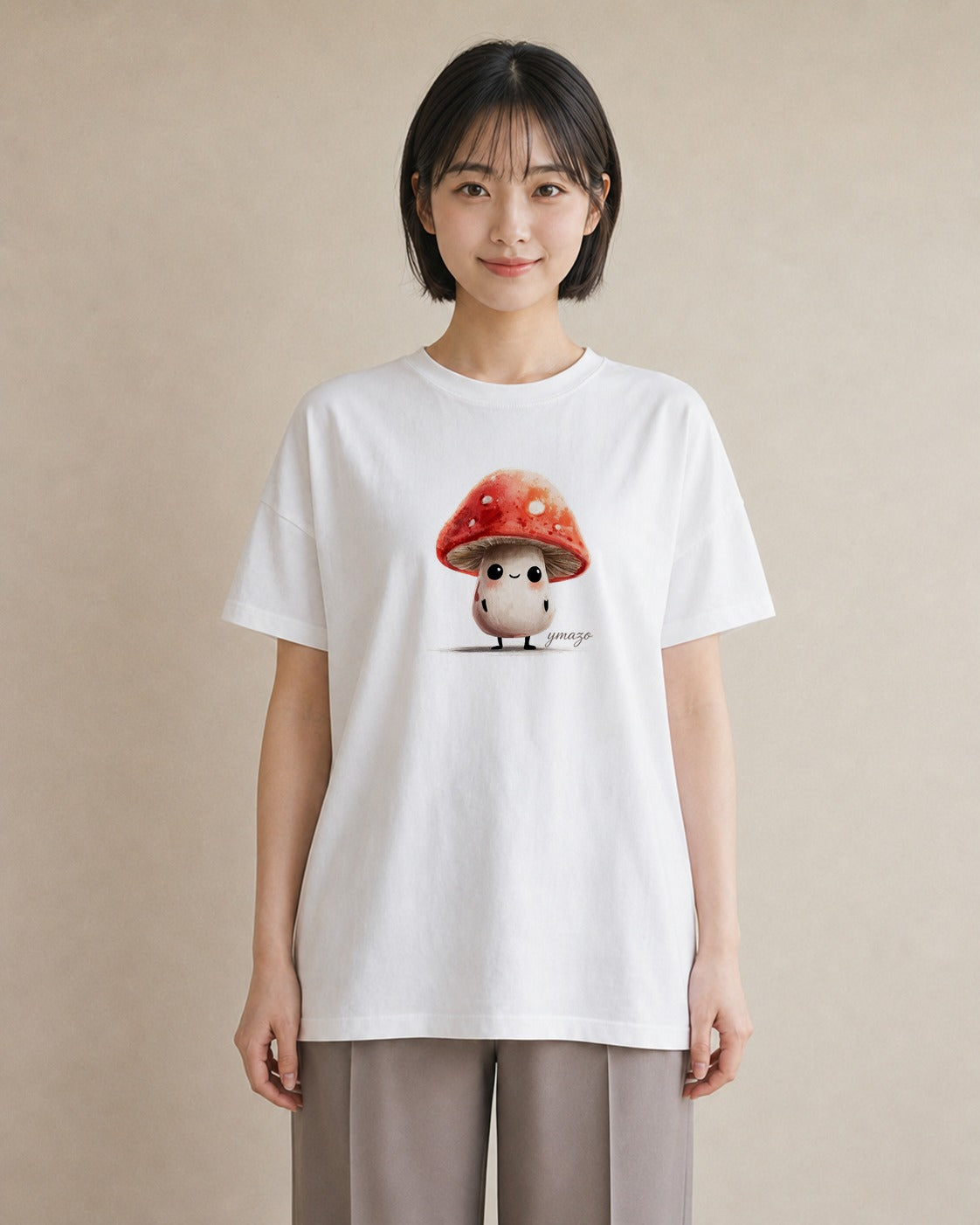 デザインTシャツ レディース きのこ 植物 ボタニカル イラスト 個性的 母娘コーデ 自分用 白T