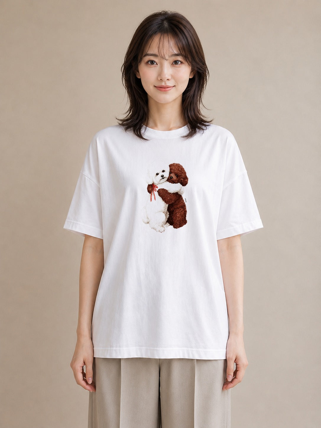 グラフィックTシャツ レディース トイプードル プードル 犬 いぬ イラスト ゆるかわ 帰省 ラフ 白T