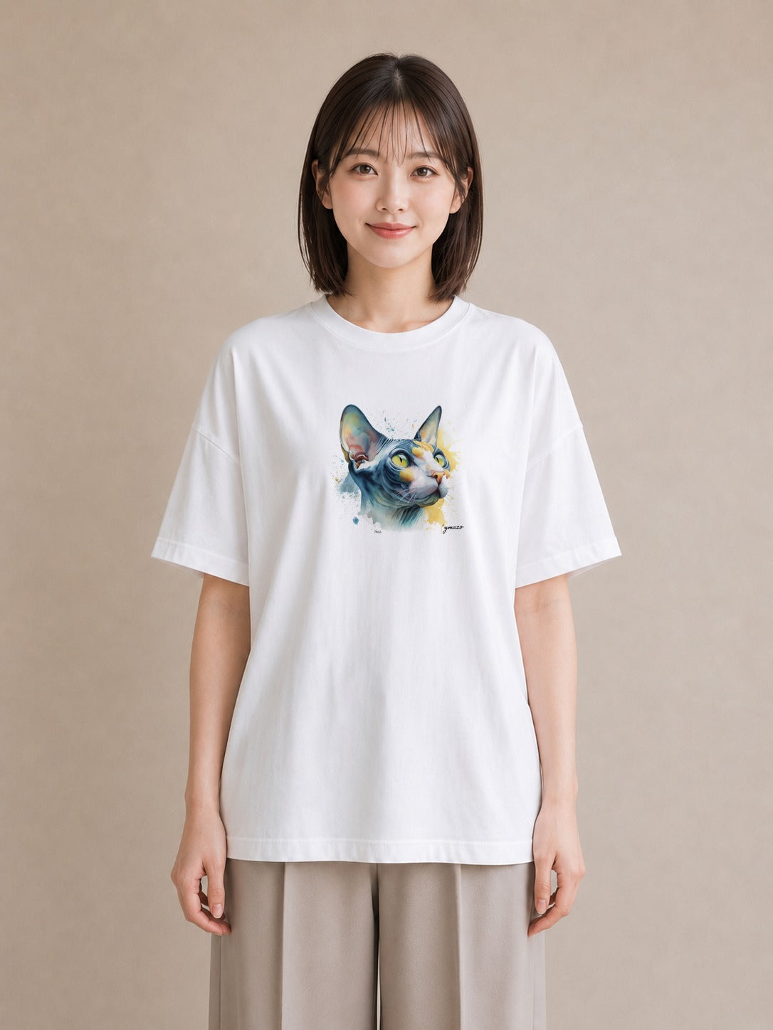 デザインTシャツ レディース 猫 ねこ イラスト 送別ギフト 通勤 白T