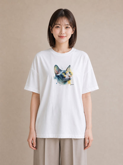 デザインTシャツ レディース 猫 ねこ イラスト 送別ギフト 通勤 白T