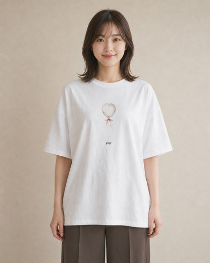 半袖Tシャツ レディース 紙風船 和紙 ナチュラル アンティーク イラスト モード 旅行用 海 白T