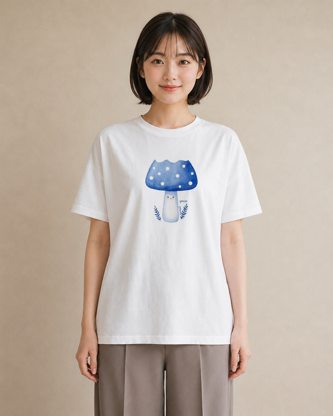 デザインTシャツ レディース きのこ 植物 ボタニカル イラスト シック 姉妹 送別ギフト 白T