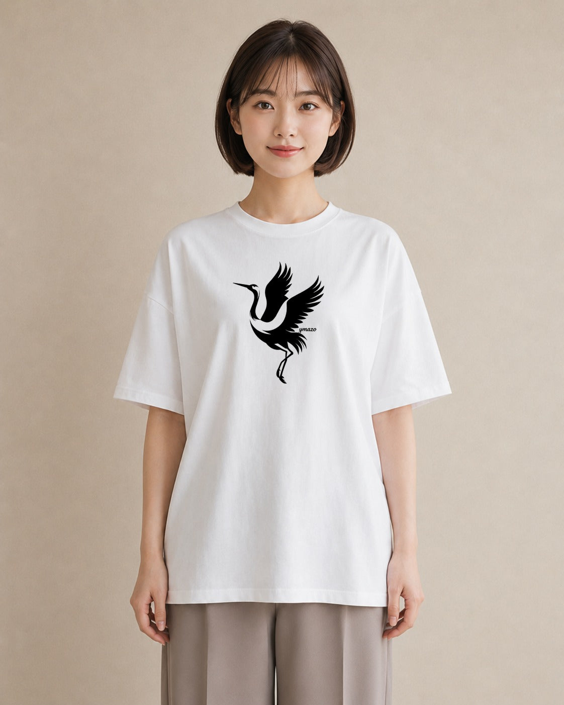 Tシャツ レディース 折り鶴 折り紙 ナチュラル アンティーク イラスト ニュアンス 休日 ペアコーデ 白T