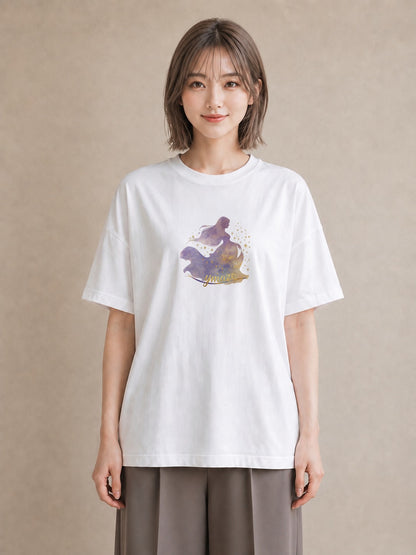 デザインTシャツ レディース 天の川 星空 宇宙 イラスト ナチュラル 春服 ミセス 白T