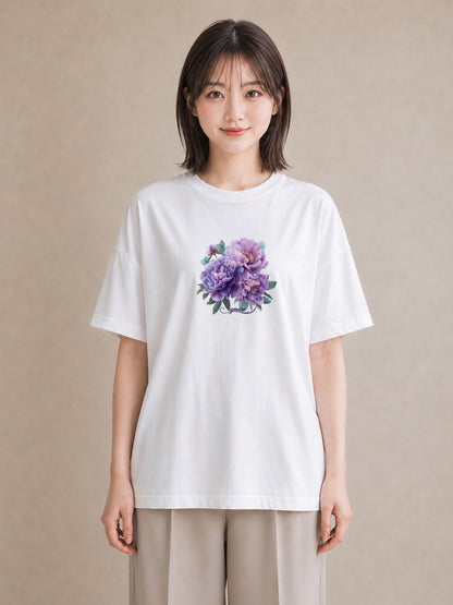 デザインTシャツ レディース スミレ 花 花柄 イラスト 母娘コーデ 自分用 白T
