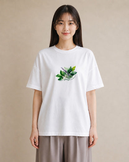 半袖Tシャツ レディース ハーブティー 食べ物 フード イラスト ニュアンス 女子会 お揃い 白T